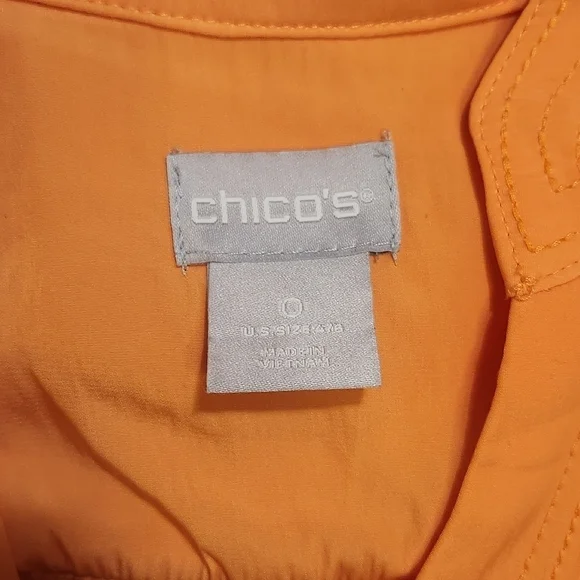 CHICO'S TEXTURED STITCHED V-NECK BALLOON SLEEVE BLOUSE EUC SIZE XS SMALL 0 - Picture 10 of 10